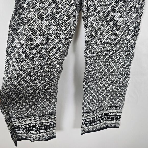 Artisan NY Pants Women's Small Black White Diamond Pattern Wide Leg Drawstring - Picture 7 of 11
